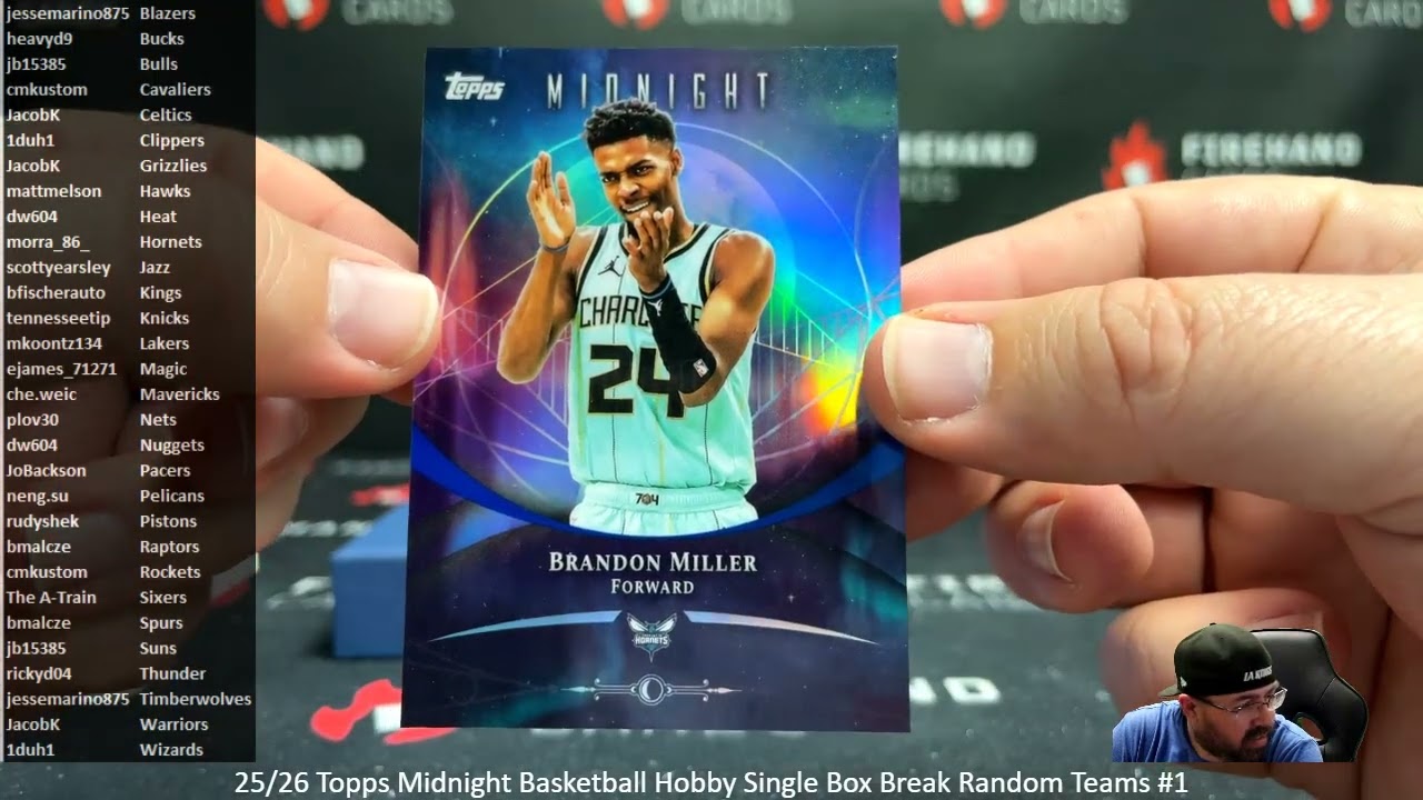1/31/2026 25/26 Topps Midnight Basketball Hobby Single Box Break Random Teams #1