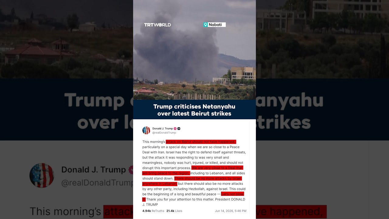 Trump criticises Israeli strikes on Beirut amid near-final Iran deal