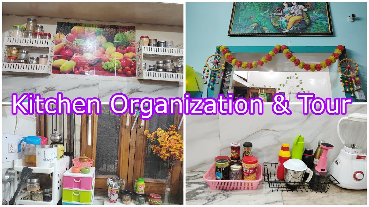 Kitchen Tour | Non - Modular Small Kitchen Organization | Countertop Organization and decoration |