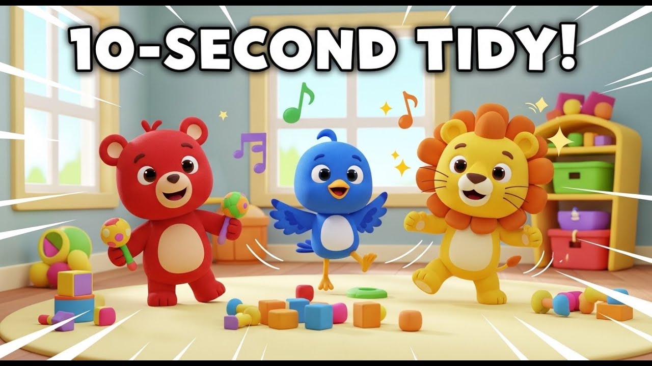 10-Second Tidy: Fun Cleanup Song for Toddlers | Red Bear & Blue Bird