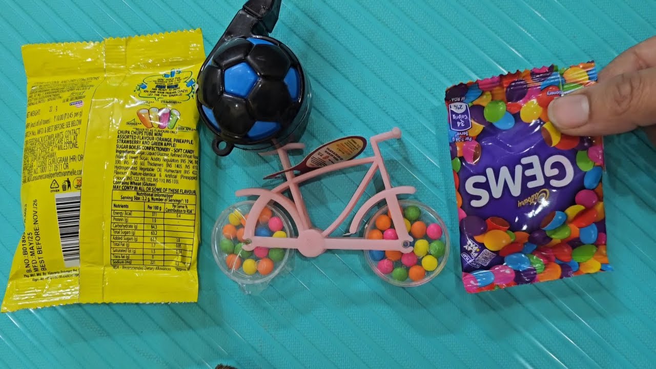 Satisfying ASMR video of  gems  cycle gems  wristle surprice toy  chupachups🍬🍭🍫🎁