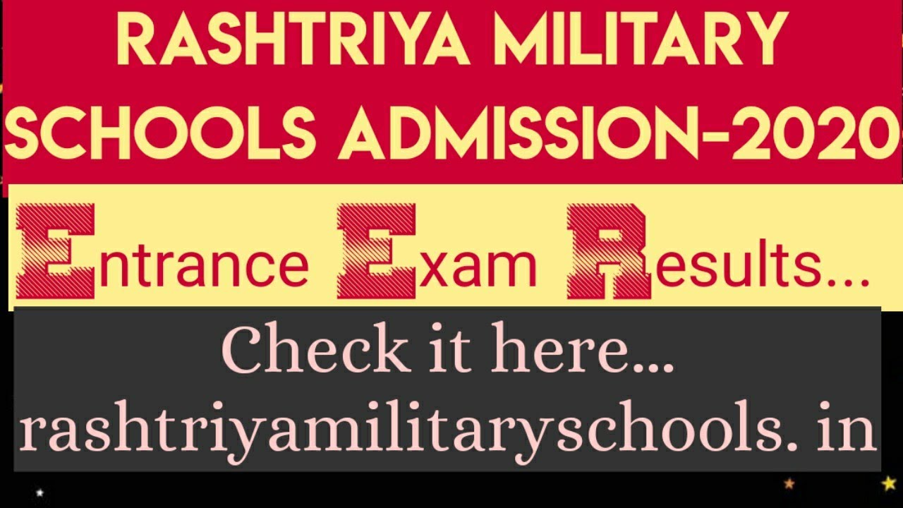 Rashtriya Military School Admission-2020!!Entrance Exam Results