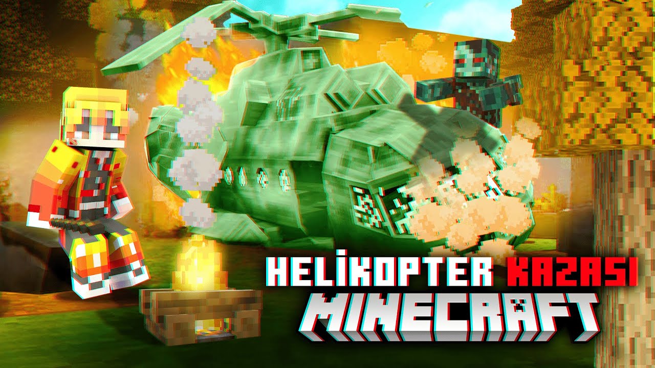 Minecraft HELİKOPTER KAZASINDA Hayatta Kalmaya Çalıştım!