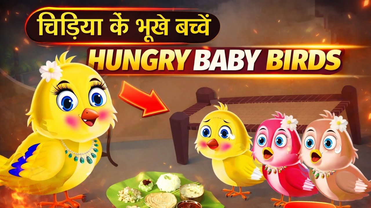चिड़िया के भूखे बच्चे। chidiya ki bhukhe bacche #cartoon #moralstories #cartooncartoon #motivational