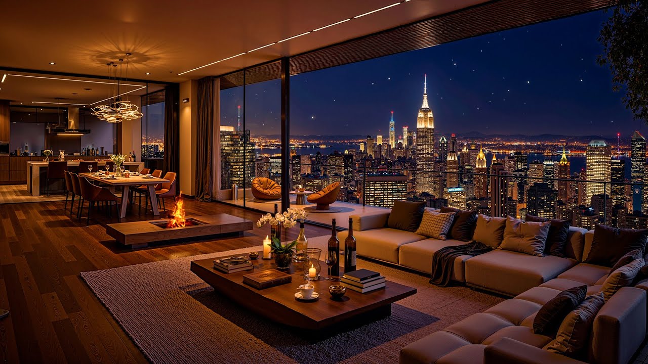 Elegant Night Jazz for Relaxing & Sleeping 🌃 Luxury NYC Apartment with Tender Jazz Saxophone Music