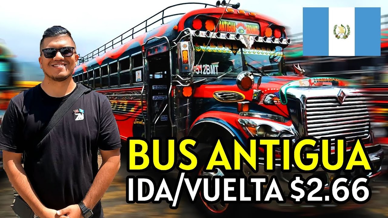 🇬🇹  $2.66 Bus Antigua Guatemala • Chicken Bus Terminal [4K]