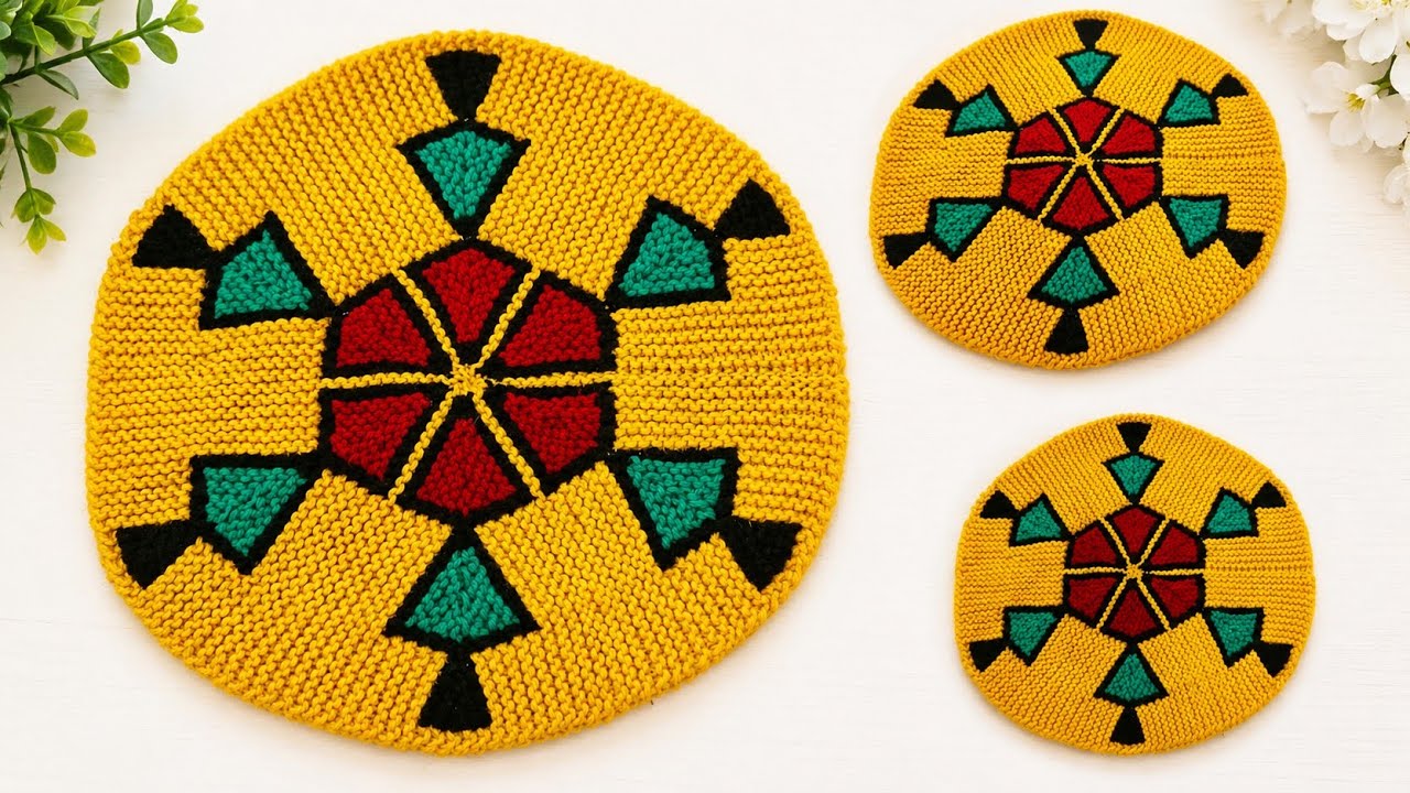 Vibrant Mandala Knotted Door Mat | Knitting Doormat #224