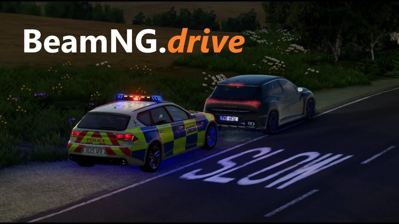BeamNG.drive - High Speed B-Road chase with British Police Interceptor ends in CRASH