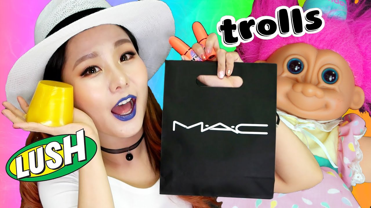 [남편찬스] 충동구매 하울! 신기한 색상의 맥X트롤 한정판 제품들 & 러쉬 샤워젤리 지름 MAC Trolls Haul | 윤쨔미 메이크업