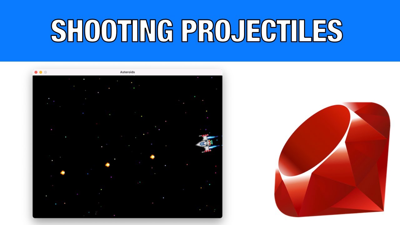 Firing projectiles from our spaceship - Asteroids Ruby 2D Part 3