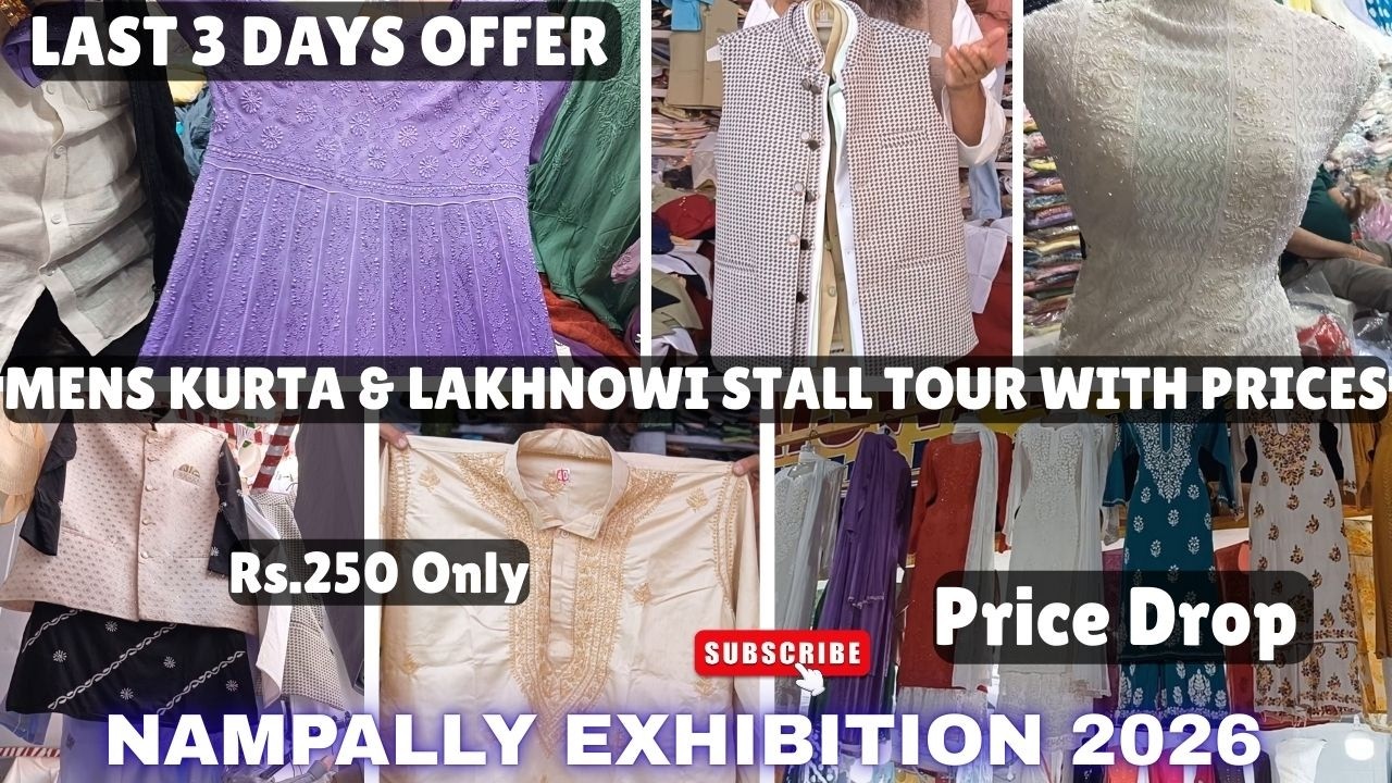 Last 3 Days Nampally Exhibition 2026 😱 Kurta Pajama ₹250 | Lakhnawi Chikan Kurtis #exhibition #fyp