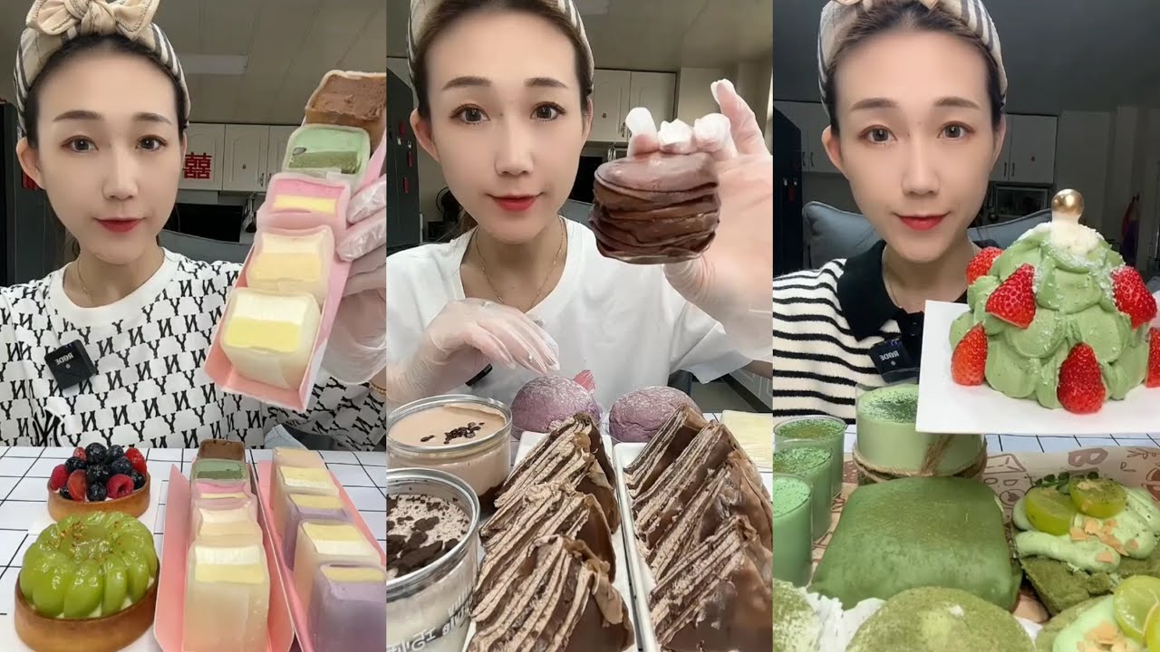ASMR 🍵 Matcha Cake,Chocolate Cake,Mini Cake,Egg Tart | Soft & Satisfying Eating Sounds #asmr
