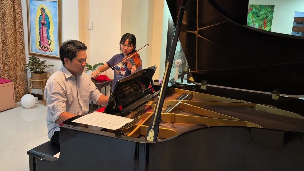 Beautiful disney violin duet with niece (Beauty and the Beast) | Piano MD