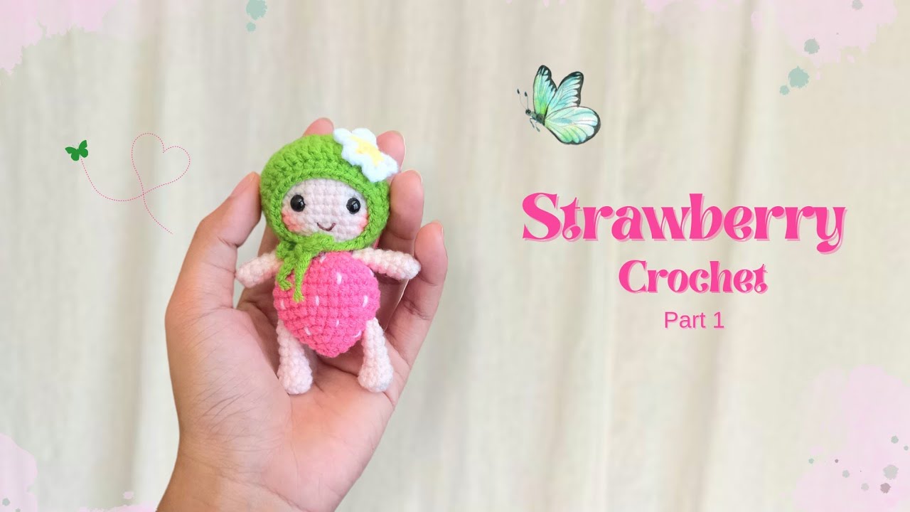 Little strawberry doll crochet (1/2) | Amigurumi doll | Crochet mini doll