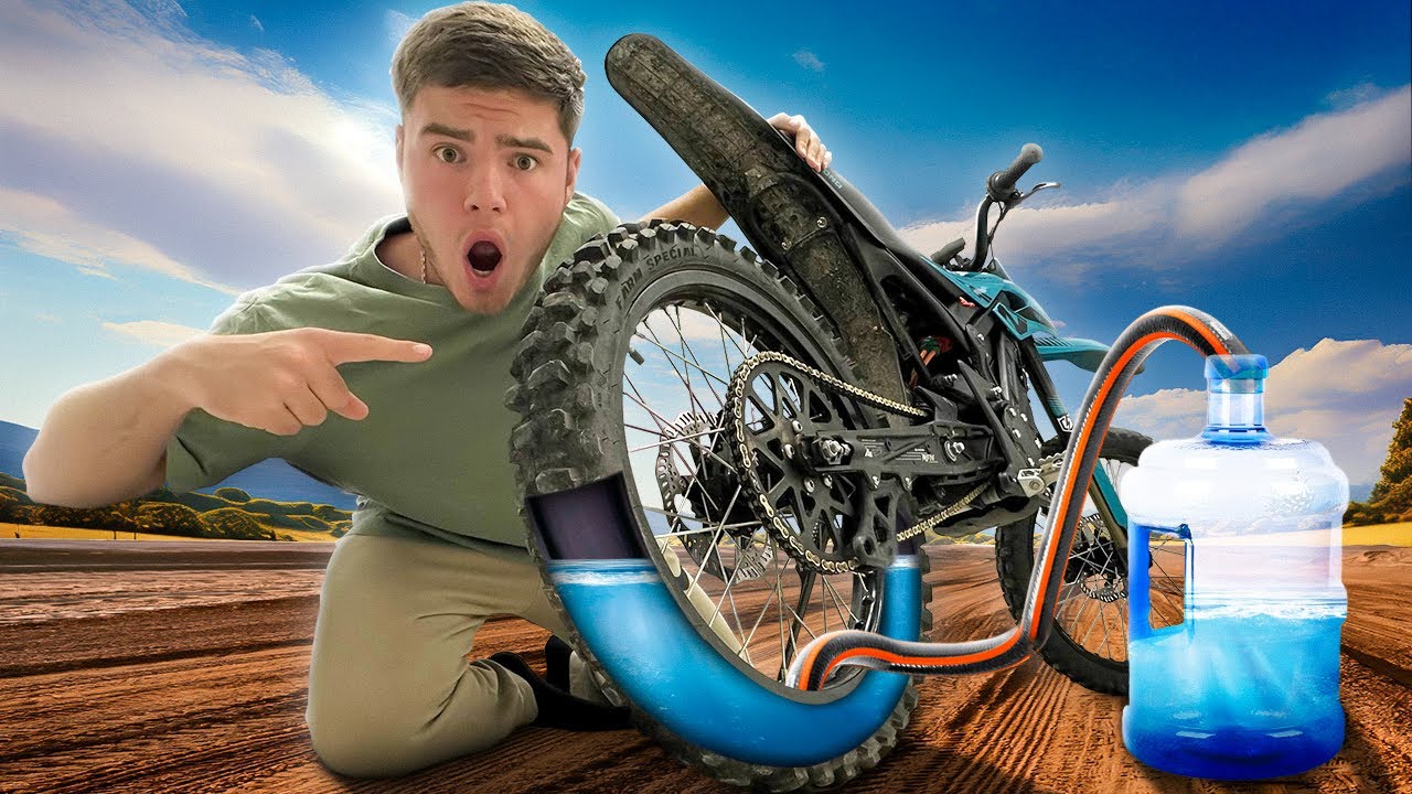 GONFLER DES PNEUS DE MOTO AVEC DE L'EAU !