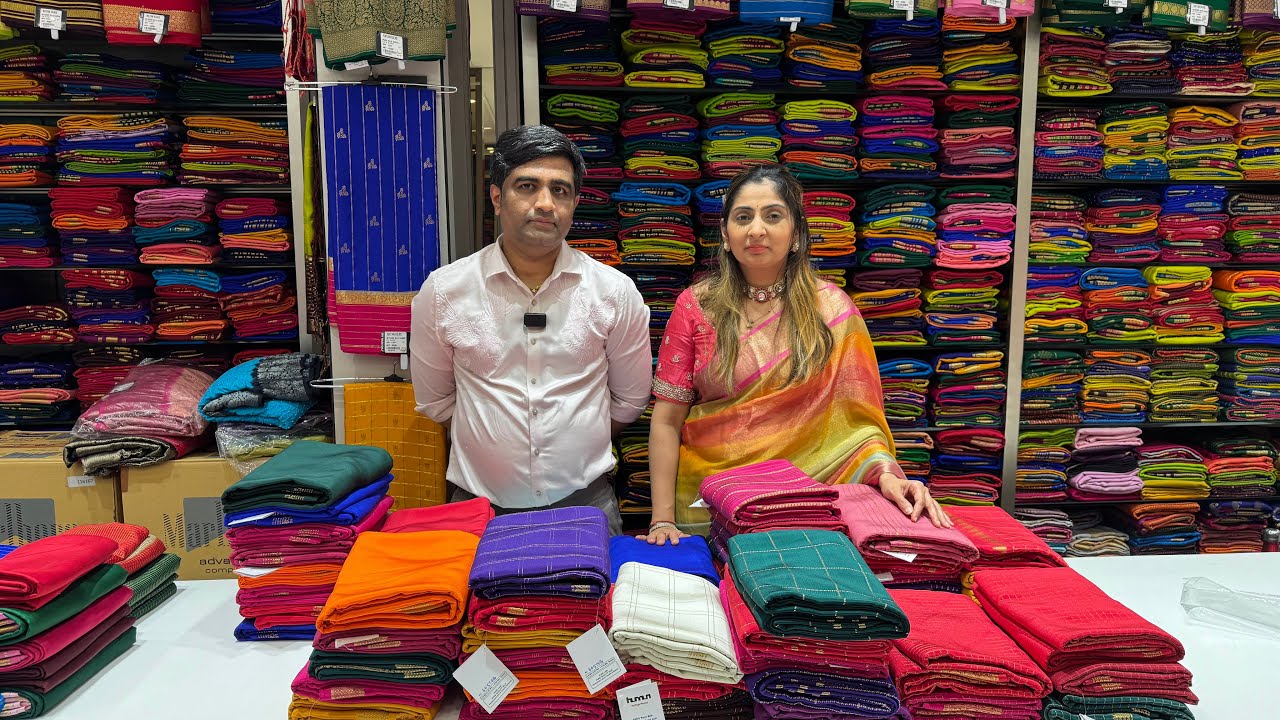 Сари из чистого майсурского шелка в магазине Ratan Silk | Крупнейший салон в Бангалоре, Ханумантн...