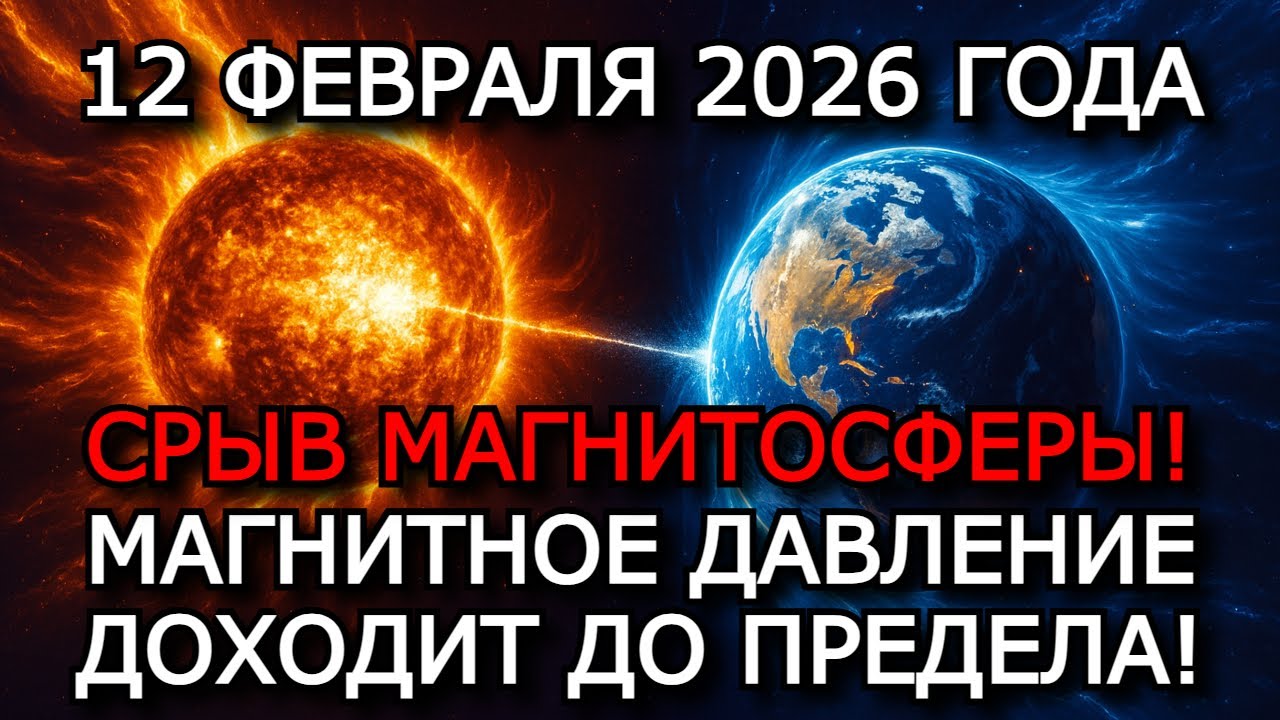 МАГНИТНЫЕ БУРИ 12 ФЕВРАЛЯ 2026 — МОЩНЫЙ ГЕОМАГНИТНЫЙ ШТОРМ 7–8 БАЛЛОВ, УДАР КОРОНАЛЬНОГО ПОТОКА