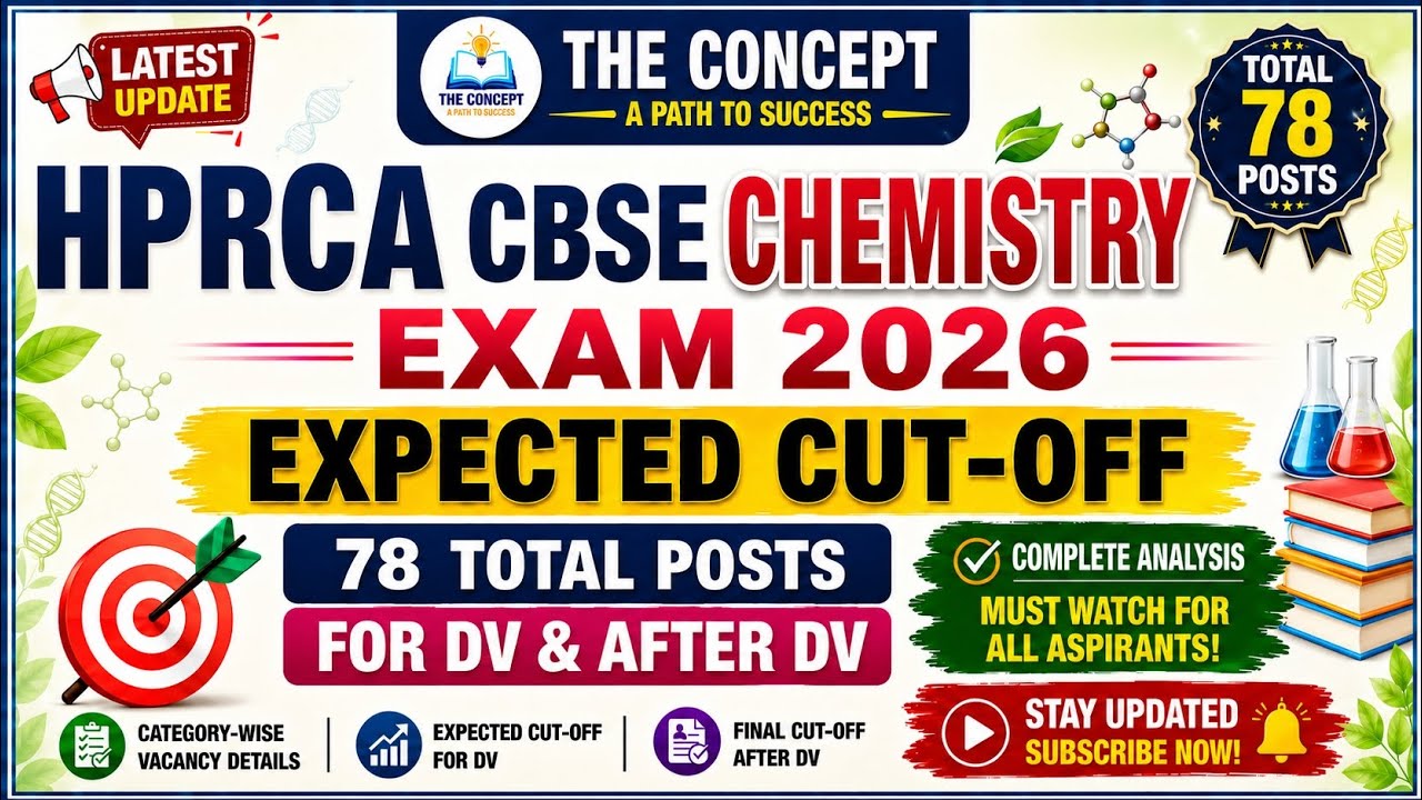 HPRCA CBSE Chemistry Exam 2026 Expected Cut-Off for 78 Total Posts || DV & Final Cut-Off Analysis