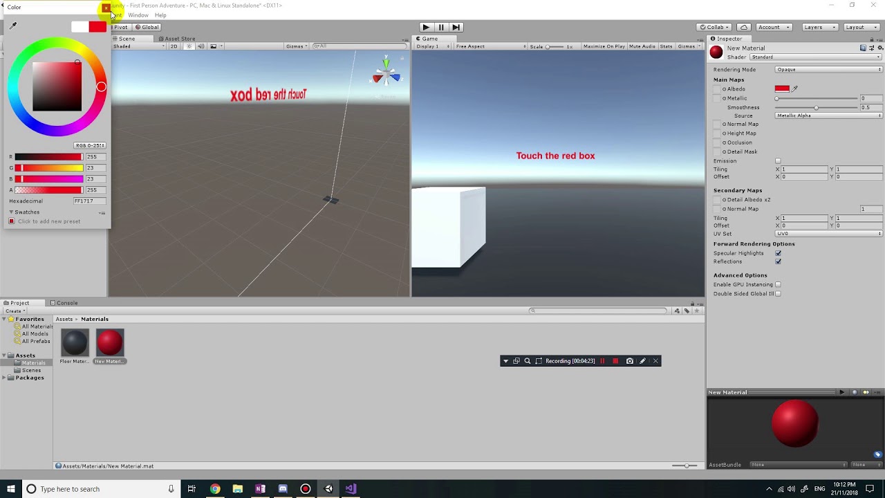 Unity 2018.2 First Person Adventure Game Tutorial 5 - Displaying Instructions Text on Screen
