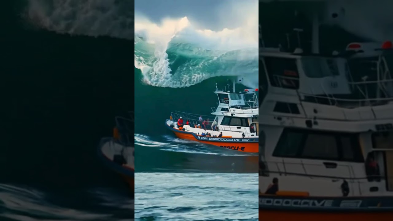 Rescue Boat Battles Rough Seas and a Massive Wave #scaryocean #ocean #roughseas