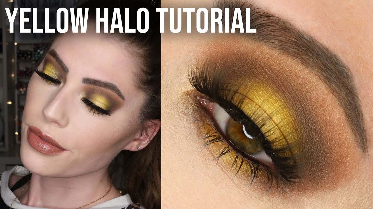 YELLOW CUT CREASE HALO EYESHADOW TUTORIAL FOR HOODED EYES | Yellow and Brown Eye Makeup Look