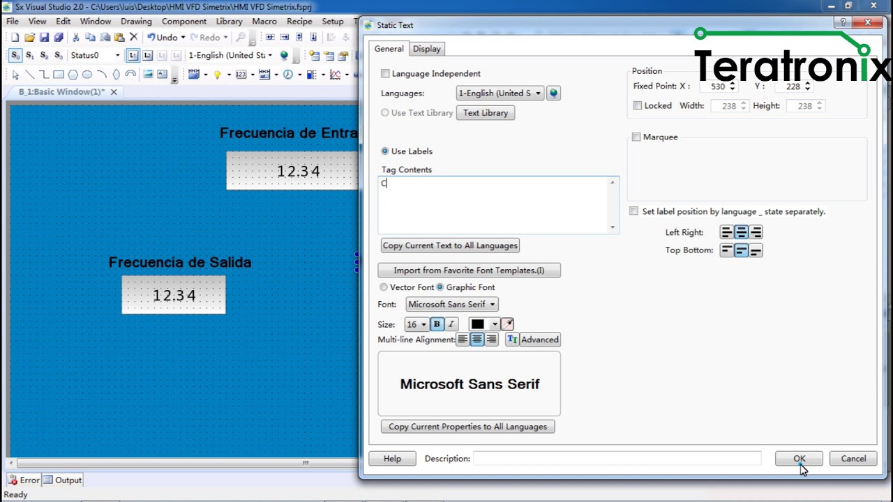VFD 14: Comunicación entre HMI Simetrix y variador de frecuencia Simetrix SE