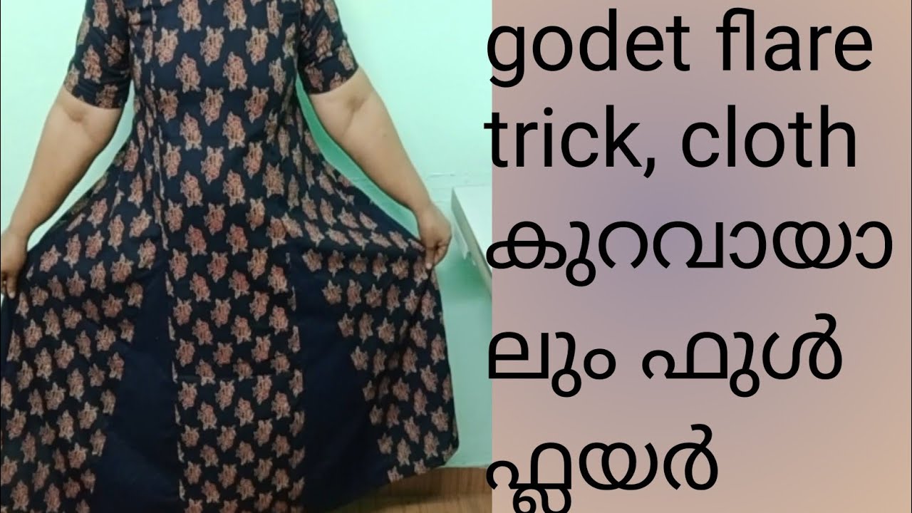 Godet churidar cutting malayalam / ക്ലോത്ത് കുറവായാലും ഫുൾ ഫ്ലയർ /tailoring tutorial