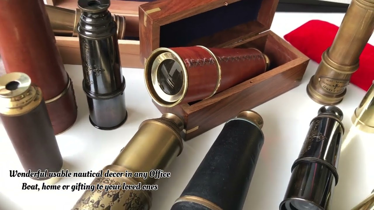 Nautical Brass Spyglass Telescope Brass Pirate Spyglass Collapsible Monocular Decorative Telescope
