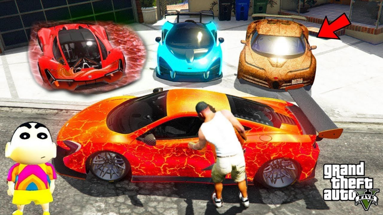 Franklin Collecting SECRET ELEMENTAL CARS in GTA 5 | SHINCHAN and CHOP
