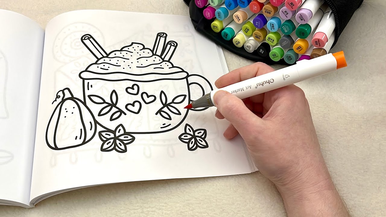 ASMR Color With Me | Two Cozy Autumn Coloring Pages 🍁🧡 (whispered)