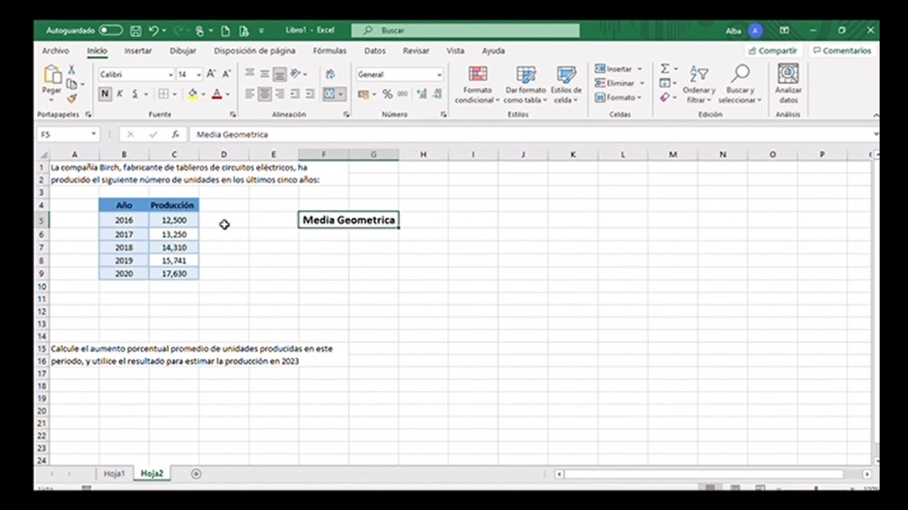 Media Geometrica con Excel