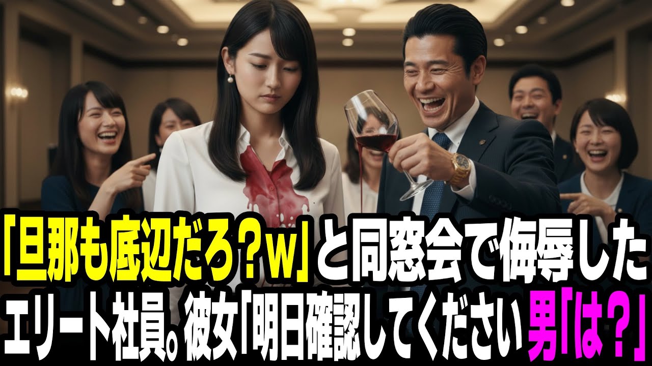 「旦那も底辺だろ？w」同窓会でかつて見下してた女を侮辱したエリート社員。彼女「明日確認してください」男「は？」