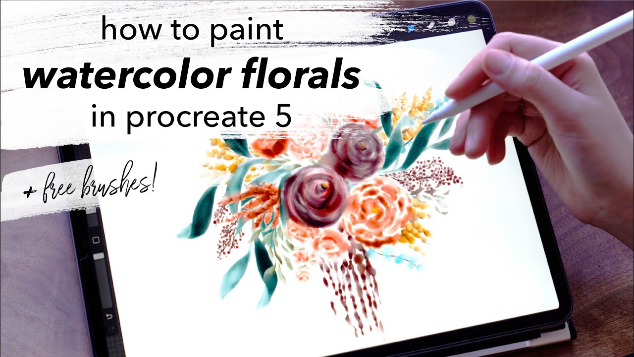 How to Paint REAL WATERCOLOR FLORALS in Procreate 5