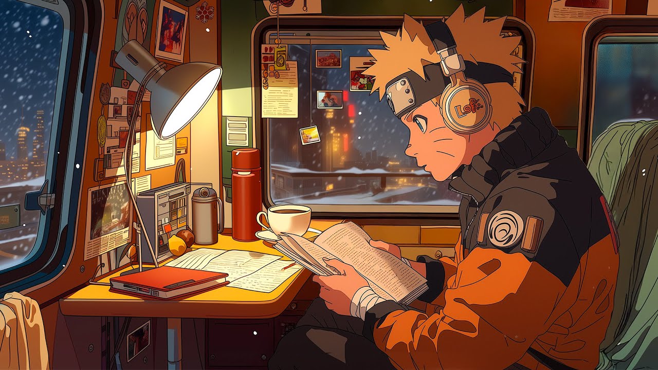 Winter Night Study 🌙 Anime Lofi Hip Hop | Cozy Train Cabin, Snowy City & Deep Focus Vibes
