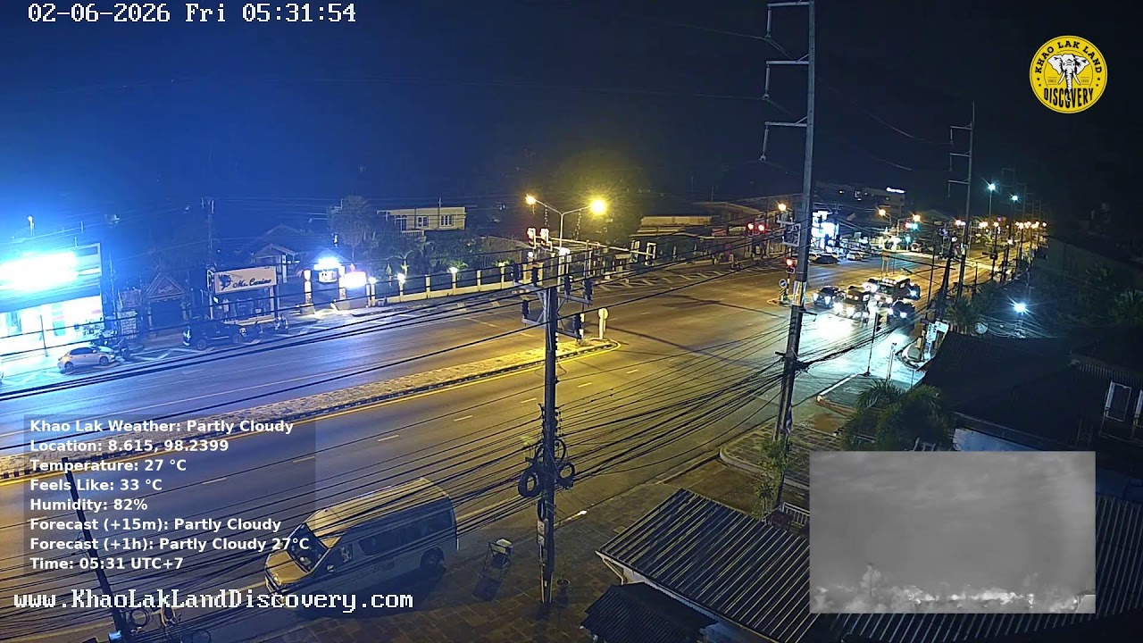 🔴 Khao Lak Webcam - Phang Nga, Thailand 🇹🇭 06-Feb-2026 00:04