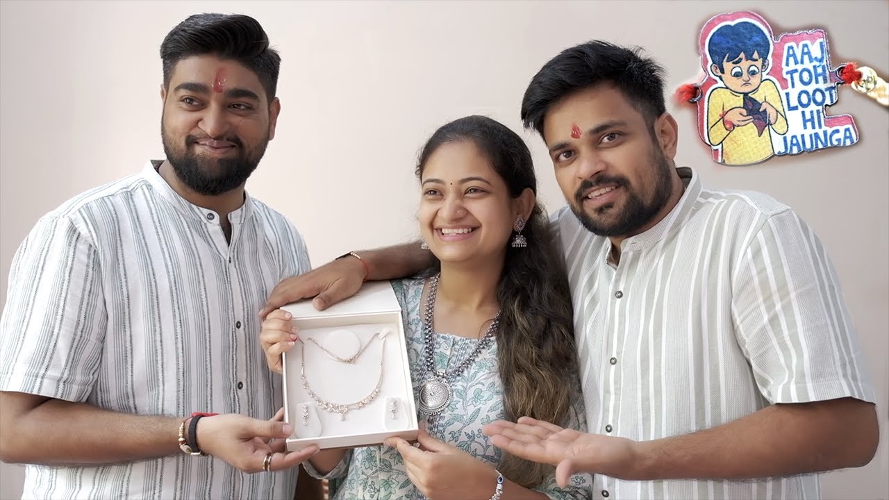 finally behen ko diamond necklace diya !  Special Rakhi in Surat city.