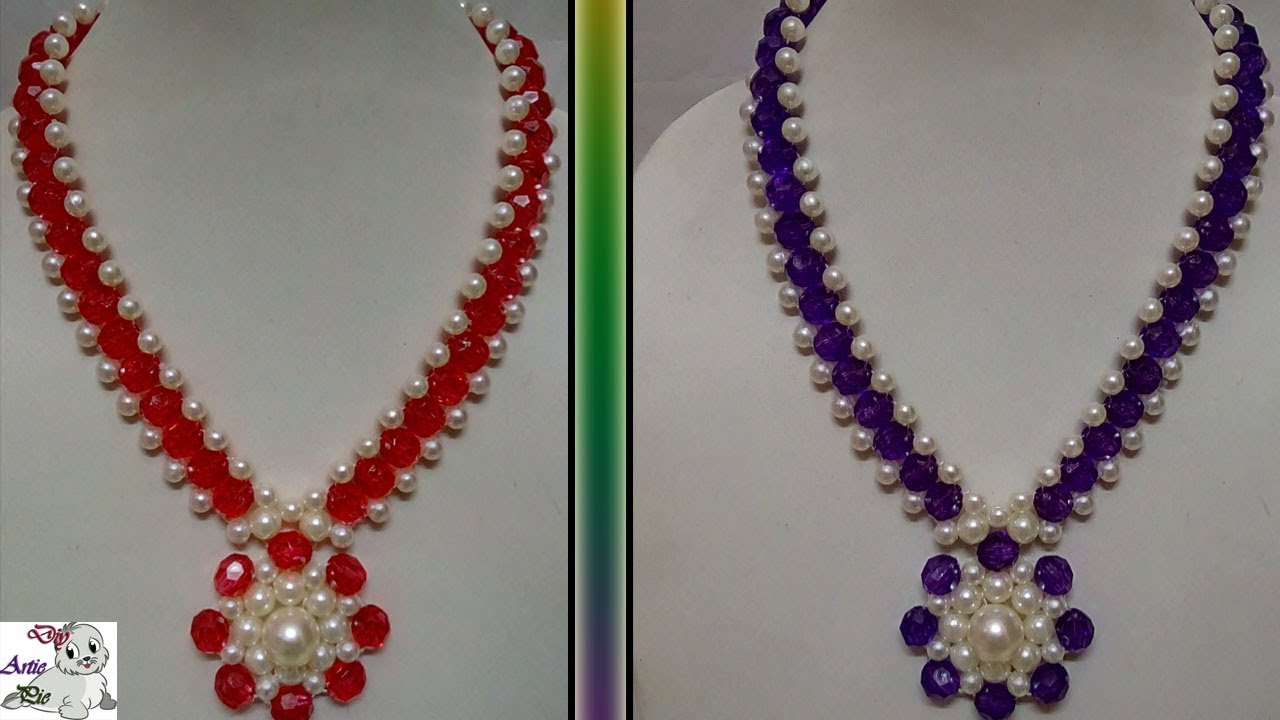 #80 How to Make Pearl Beaded Necklace || Diy || Jewellery Making