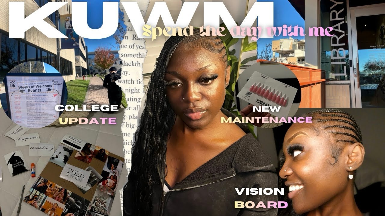 VLOG| SPEND THE DAY WITH ME 🎀 vision board, nails, college update