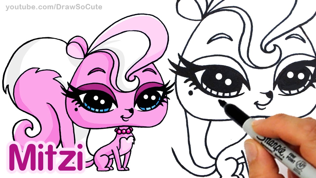 How to Draw LPS Mitzi step by step Easy - Littlest Pet Shop Skunk