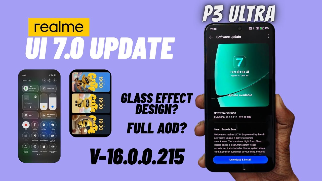Обновление Realme P3 Ultra UI 7.0 (январь) - дизайн с эффектом стекла и новые темы Flux.