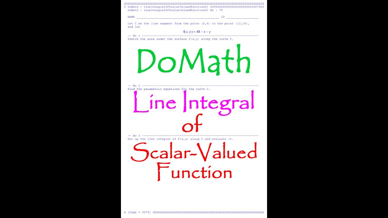 DoMath-Calculus : Line Integral of Scalar-Valued Function 01 No79