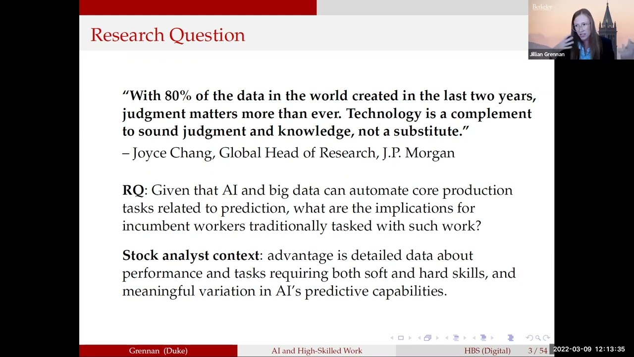 Artificial Intelligence and High-Skilled Work: Evidence from Analysts | Jillian Grennan