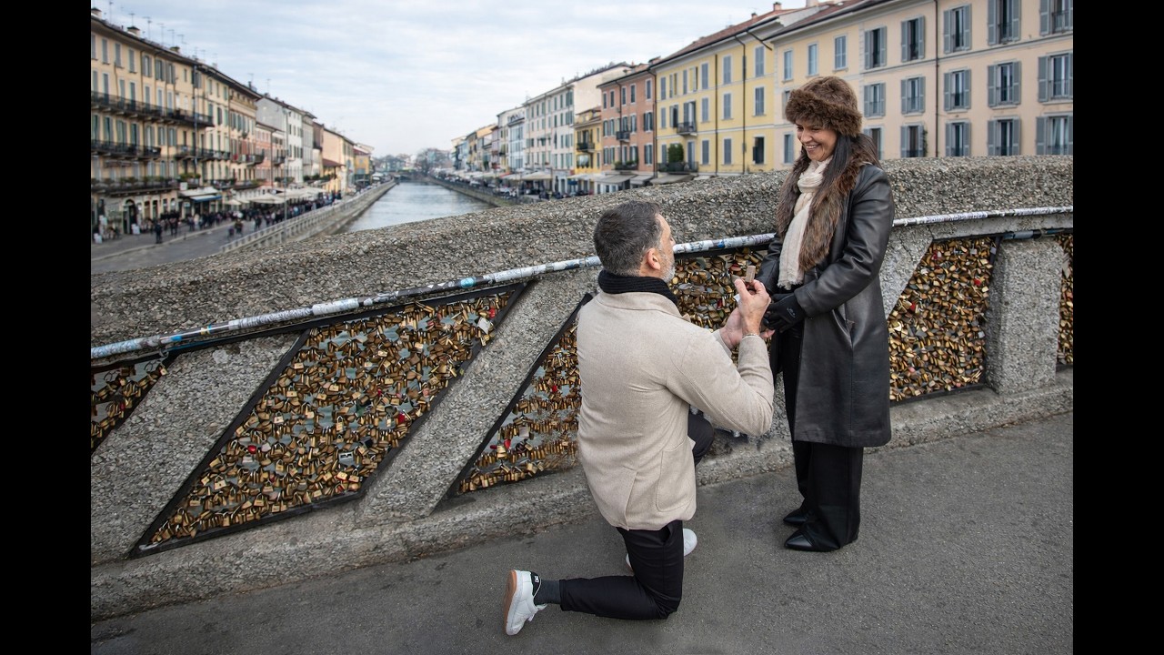 Romantic Marriage Proposal in Milan | Surprise Proposal at Navigli