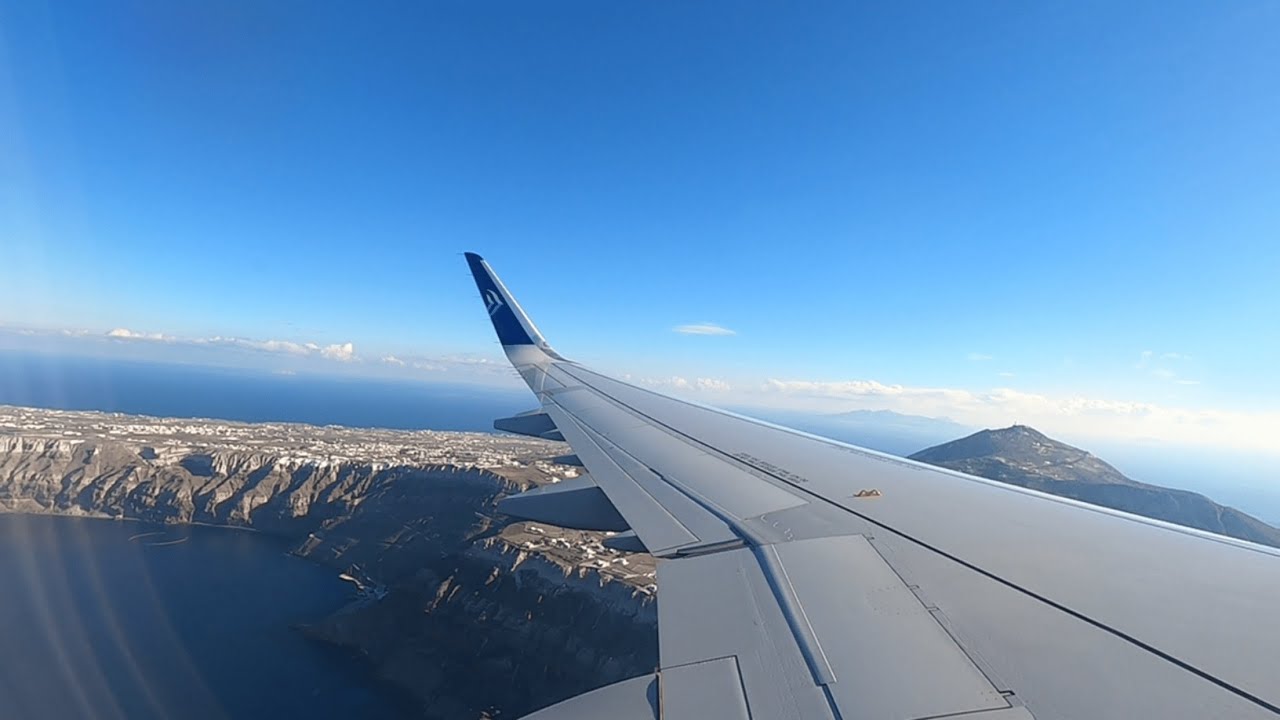 Aegean Airlines A321neo Beautiful Approach into Santorini (JTR)