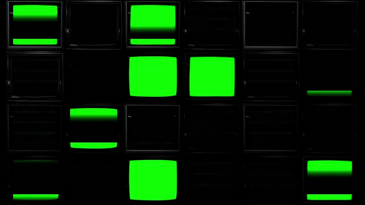 Green Screen Multiple Retro TV with  Glitches 