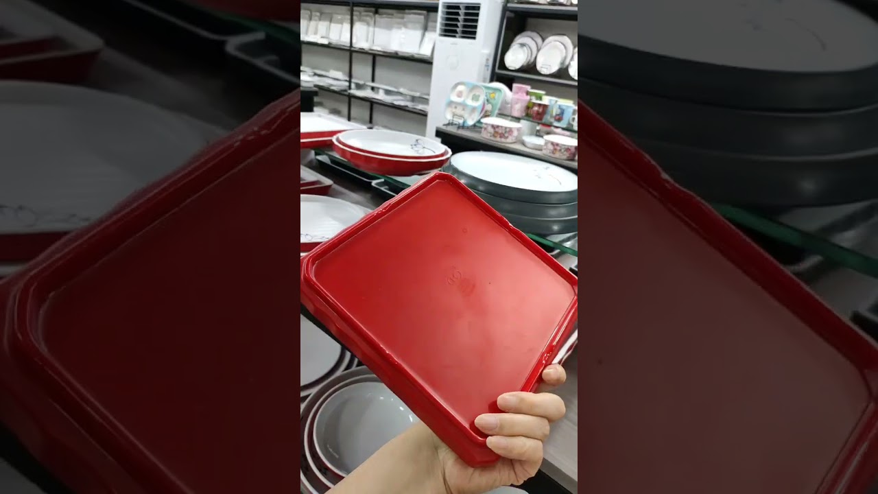 Square melamine plate red white #melamine