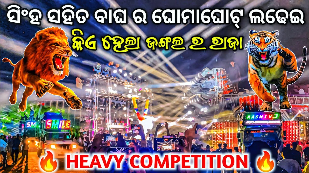 ଭୟଙ୍କର ଲଢେଇ ବାଘ Vs ସିଂହ 😱 କିଏ ଜିତିଲା? Dj SMILE VS DJ RASMI V3 Heavy Competition | Odisha Dhun