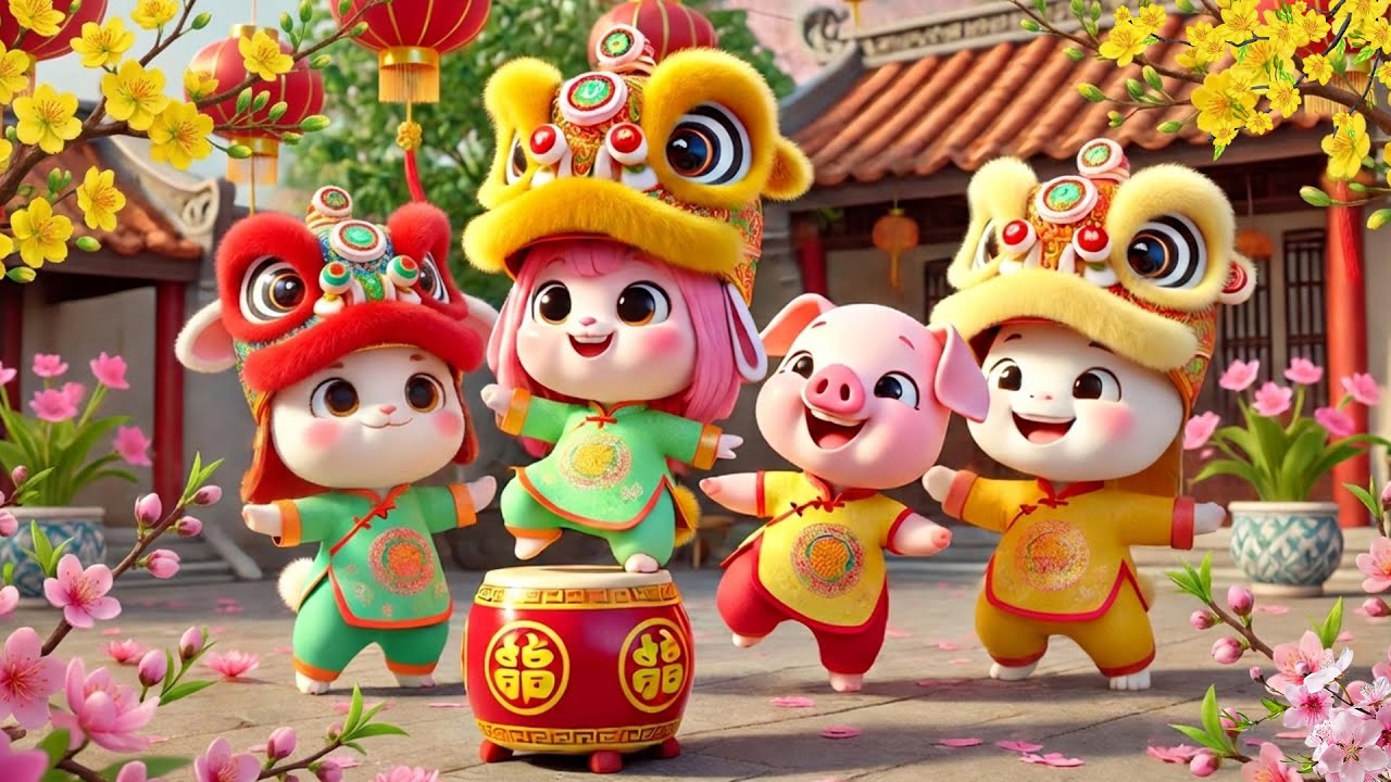 TẾT TẾT TẾT ĐẾN RỒI 🧨 Nhạc Xuân Múa Lân Sôi Động Chào Xuân Bính Nhọ 🌸 Nhạc Xuân Thiếu Nhi 4K Remix