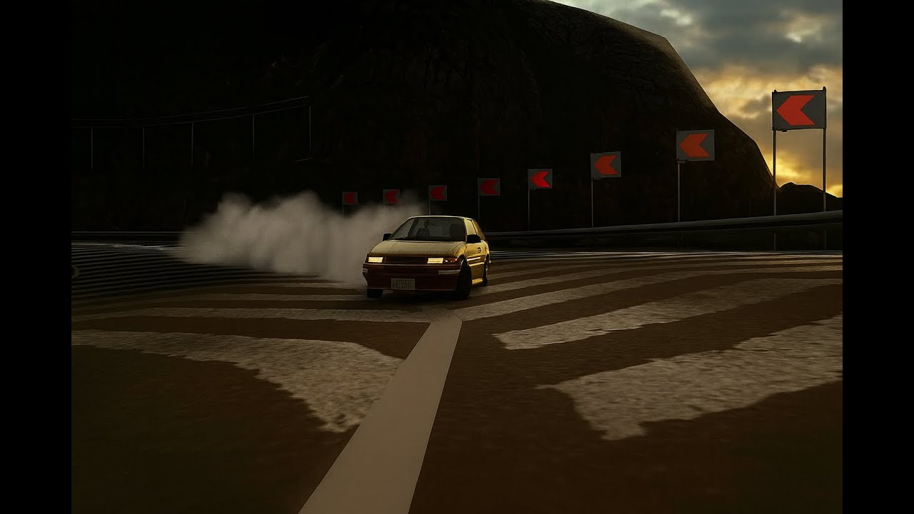 Sunset Downhill Drifting – AE86 on a Japan Map”