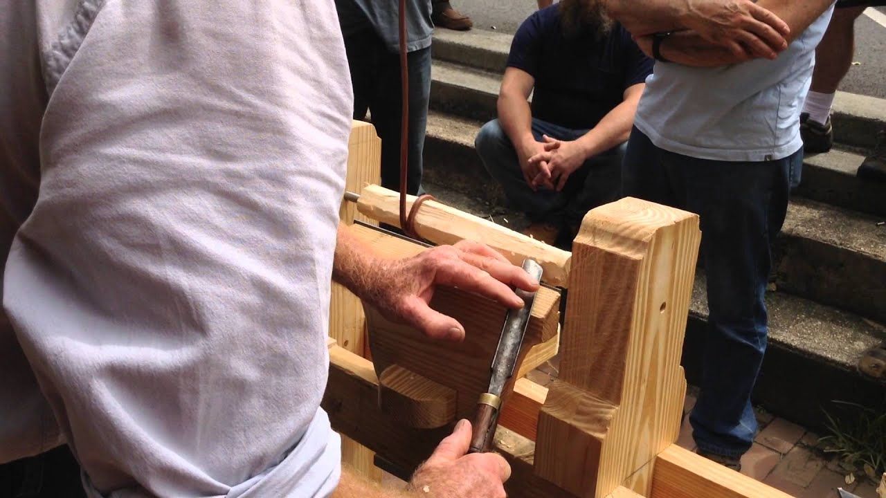 Spring pole lathe demo.  Woodwrights School, July 2015.